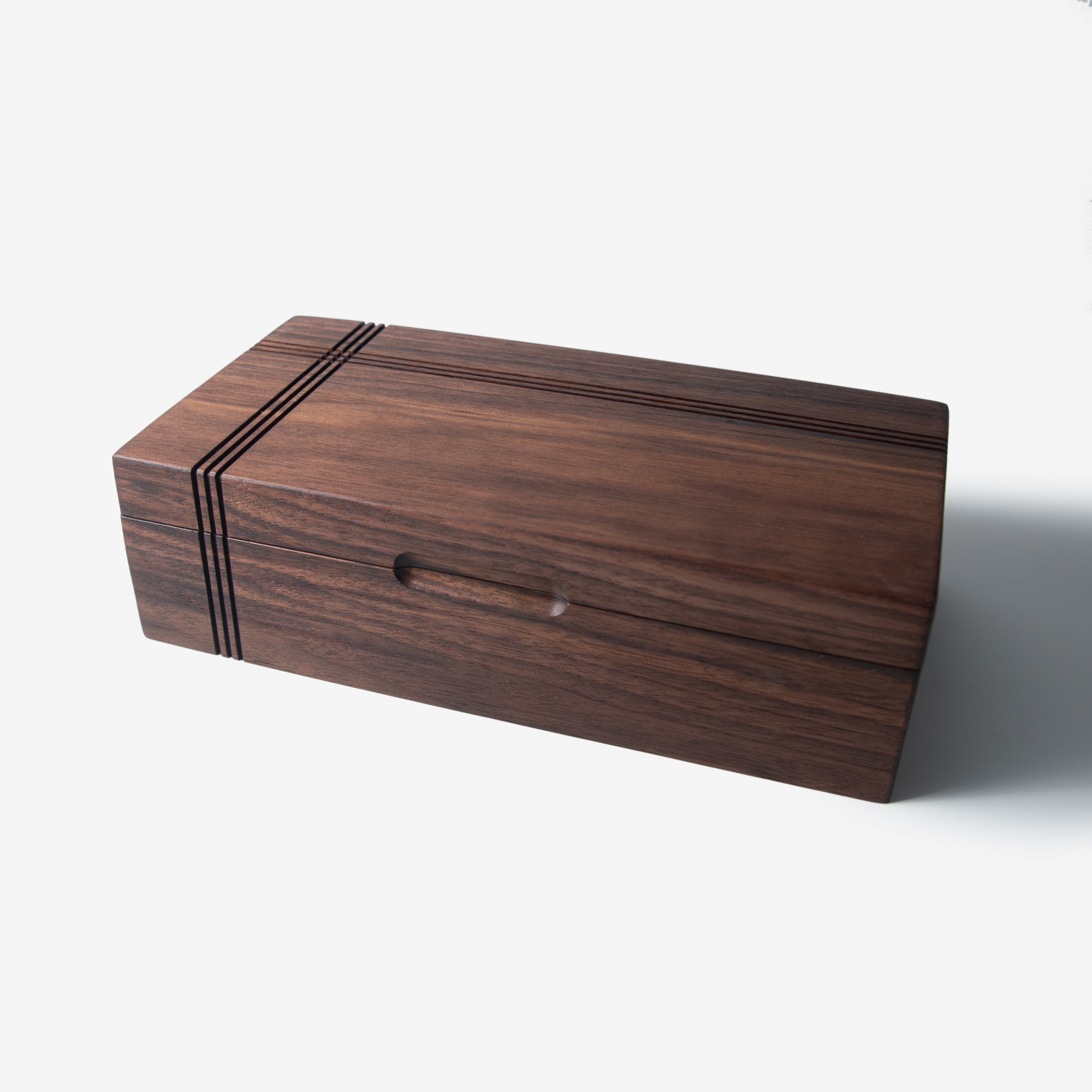 Black Walnut - Handcrafted with 8 compartments and Hinged Lid with