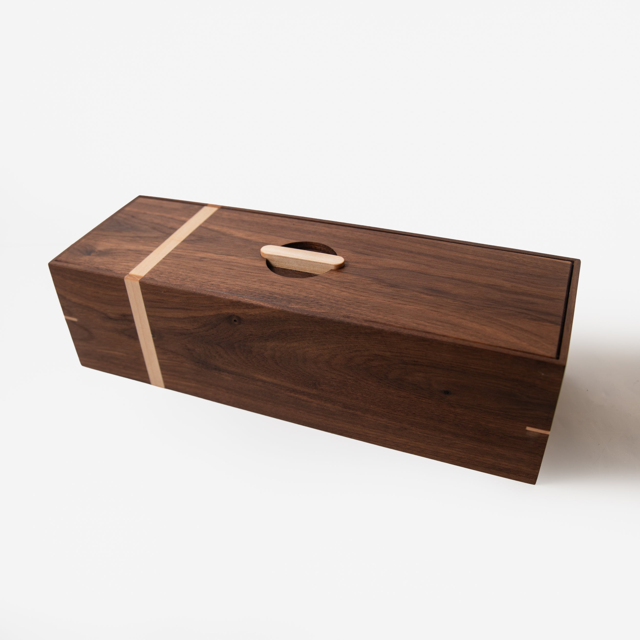 Black Walnut Tea Storage Box with Maple Accents